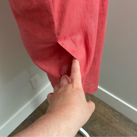 Gerard Darel 100% Linen Pink Ruffle Detail Shirt Dress - Picture 4 of 7